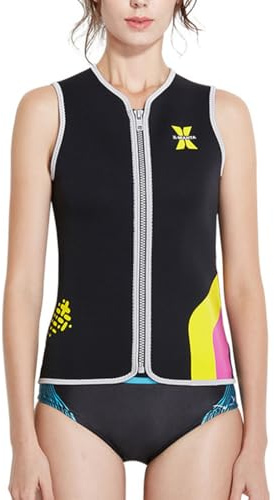 QUXVUIS 3MM Combinaisons Haute élastique plongée en apnée Gilet de plongée SCR néoprène Surf Costume Maillot de Bain Gilet pour Les activités Nautiques, Le Noir, XL