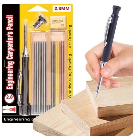 Pennarelli per fori profondi, pennarello regolabile da 2,8 mm, con 12 ricariche e marcatore da carpentiere regolabile, per incisione su tessuto, legno, piastrelle, costruzione, metallo, saldatura e