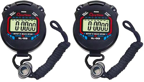 Digitale, kleine und wasserdichte tragbare Sport-Stoppuhr-Timer für Trainer, Schiedsrichter und Sport im Allgemeinen (Packung mit 2)