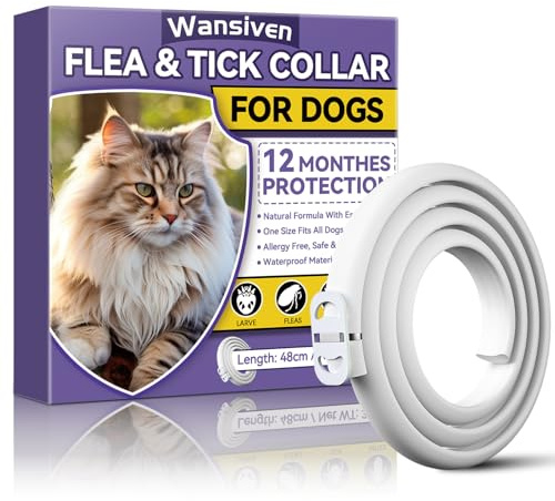 Wansiven Collare Antipulci per Gatti, Collare Antizecche Naturale Regolabile 48 cm, Protezione 12 Mesi (Viola - 1p)