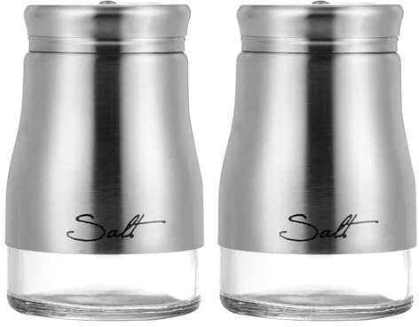 SUPVOX Set 2 Pezzi Spargispezie e Saliera in Vetro con Coperchio in Acciaio Inossidabile, Barattoli Ermetici per Sale, Pepe e Condimenti da Cucina, Dimensioni Compatte per Uso Quotidiano