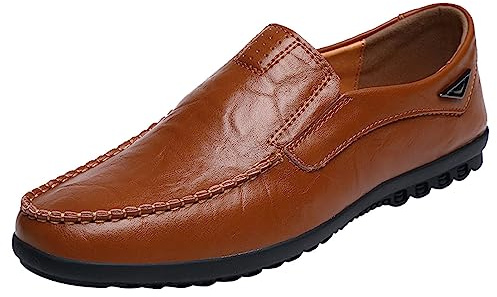 Arbetsformella skor för män UK lågtopp enfärgade skor avslappnade bekväm passform klänningsloafers snygg stabil sula formella loafers för körning och promenader i affärer, fest, bröllop