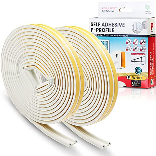 Sanojtape Dichtungsband, P-Profil Weiß, 16 Meter Selbstklebende EPDM-Gummidichtung Ideal Dämmung Isolierung Fenstern Türen
