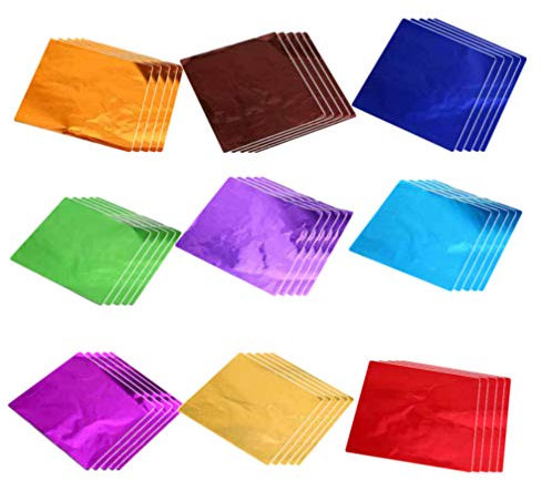 NUOBESTY 900 Stücke Bunte Gold Blatt Imitation Blattgold Folie Papier Schlagmetall Goldpapier für Schleim Kunst DIY Vergoldung Handwerk Rahmen Möbel Dekoration