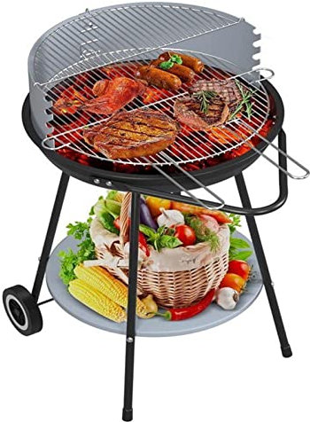 Charcoal Grill Portable Windproof Grill Tabletop Outdoor Smoker BBQ Rustproof for Camping Beach Picnic Garden Terrace Camping Travel,Black,64 * 51.5 * 84.5cm