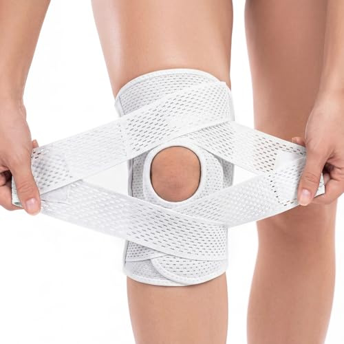 ANAMPION Tutore Ginocchio con Stabilizzatori Laterali Ginocchiera Regolabile Ginocchiera Rotulea ortopedica Supporto per Legamenti Menisco, Rotula, Artrite, Sollievo dal Dolore, Corsa, Pallavolo (XL)