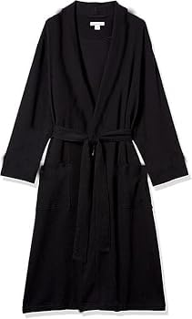 Amazon Essentials Men's Lightweight Cotton Waffle Bathrobe (Available in Big & Tall), Black, XX-Large Big