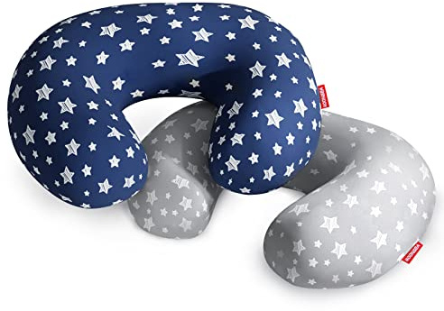 Confezione da 2 federe per cuscino da allattamento, grigio e blu navy, per neonati, aderenti ai cuscini per allattamento al seno, super morbide, per mamme che allattano, con stampa a stelle