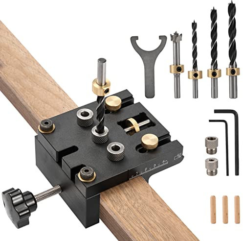 3-In-1 Doweling Jig Kit, 6/8/10mm Bohrschablone Praktische Dübelhilfe Auf,die Holzbearbeitung Taschenloch Jig Kit