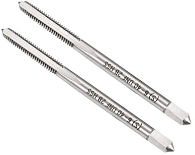 CoCud Rosca Fresado Machos, 6#-40 UNF Rosca 2B, Alta Velocidad Acero Máquina 3 Rectas Flautas Tornillo Roscado Herramienta - (Aplicaciones: para Roscado Perforación Máquina), 2uds