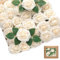 SVUPUE Künstliche Blumen Rosen, 25 Stück Kunstblumen Rosenköpfe mit Blatt, mit Stielen Schaumstoff-Rosen, Einzelne Langstielige Blumen, für DIY Hochzeitsstrauß, Valentinstagsgeschenk, Champagner Weiß