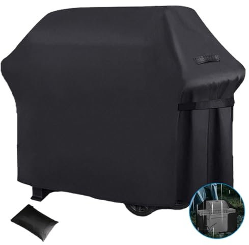 FENYW Grillabdeckung Wetterfest, Grill Abdeckhaube, 420D Oxford Gasgrill Abdeckung, Wasserdicht Gasgrill Abdeckplane, Regendicht BBQ Abdeckung Cover Schutzhülle Staubdicht Grillschutz - 145x61x117CM