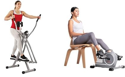 Sunny Health & Fitness Elliptical Cross Trainer w/LCD Monitor, Air Walker Exercise Machines SF-E902 and Magnetic Under Desk Mini Exercise Cycle Bike SF-B020026