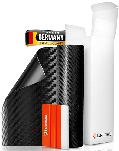 Luxshield Black Carbon Fiber Vinyl Film 20x100cm for Car, Motorcycle, Bike - Self-adhesive, Yard ware, Made in Germany