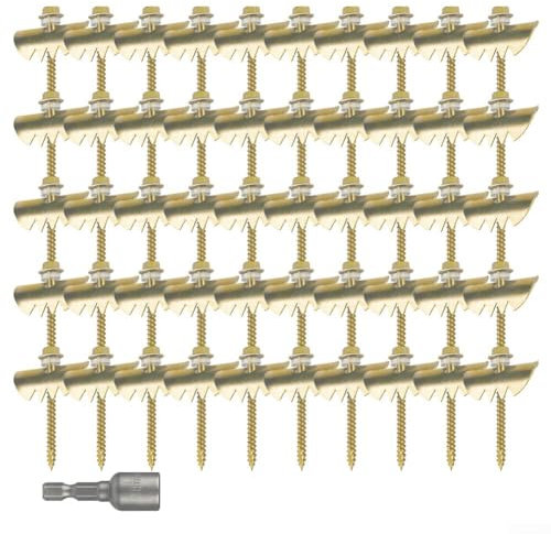 Clou de clôture en fil de fer, kit de fixation de clôture métallique résistant à la rouille, rondelles dentées, étiquette de clôture d'installation efficace, 50 rails de clôture