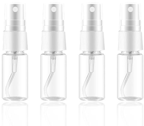 4 Stück Sprühflaschen Kleine, 15ml Tragbares Plastik mini Sprühflasche, Reise-Parfümflaschen, Transparente Leer Feinen Nebel Sprühflasche, Nachfüllbares Spray, für Pflegeflüssigkeit Kosmetika Alkohol
