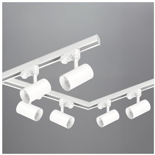 3-Phasen-Schienen-Set NEXTRACK - Schienensystem Komplett-Set mit 6x GU10 Lampe und 3x 1m Schiene, 2x L-Verbinder, Netzteil, Kappe (Weiß, Schiene 3x1 Meter L-Stecker)