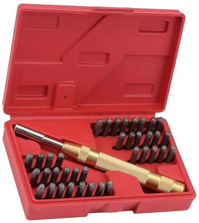 Juego de 38 piezas de sellos de números y letras de 3 mm, herramienta de perforación de cuero para grabado en relieve