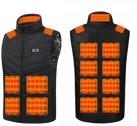 Monave Gilet chauffant pour homme et femme avec 15 coussins chauffants, gilet chauffant pour moto, pêche, marche et travail en plein air pour Noël et Thanksgiving (batterie non incluse)