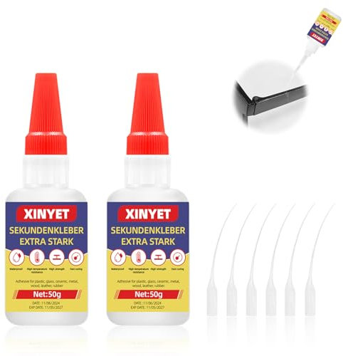 Xinyet 100g Kunststoffkleber Extra Stark, Sekundenkleber für Kunststoff, Wasserfester und hitzebeständiger, Plastic Glue zum Verkleben aller Kunststoffe