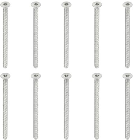 PATIKIL Tornillos de Cabeza Plana M4 x 60mm, 10Pcs Tornillos de Acero Inoxidable 304 18-8 Pernos Avellanados Planos, Sujetadores con Cabeza Hueca Hexagonal, Grado 6.8