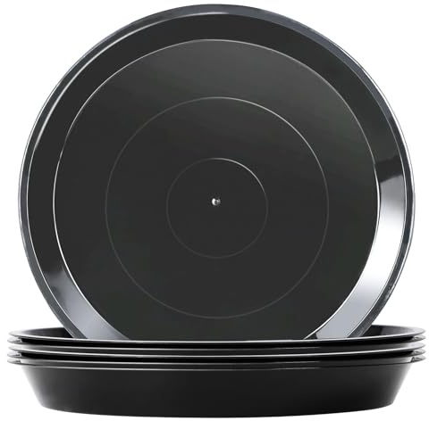 Muzhira Lot de 6 Soucoupes pour Plantes, Soucoupes pour Pots de Fleurs pour Plantes, Plateaux de Planteur pour Intérieur, Extérieur, Jardin - 23cm/Noir