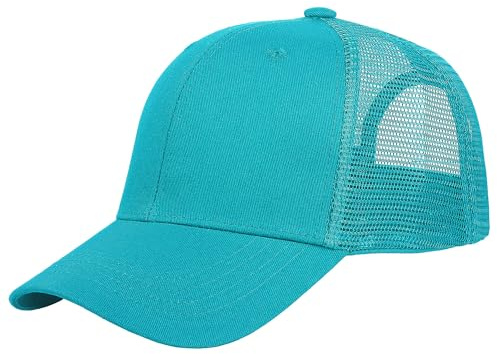 Falari Trucker Hat Baseball Cap Structured Plain Design 6 Panel, Adjustable Size - Turquoise