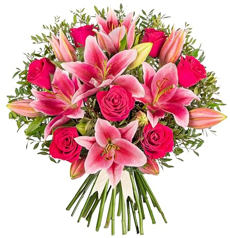 Rose and Lily - Fresh Flowers - Birthday, Anniversary, Get Well, Thank You, Occasion Flower - Cut Floral Arrangement for Gifts, Weddings, Sympathy, Celebrations, Mothers day