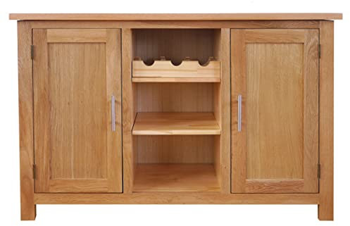 OAK vinskåp med 7 hyllhyllor och 2 dörrar Bergen 44 tum sidobord med naturlig finish