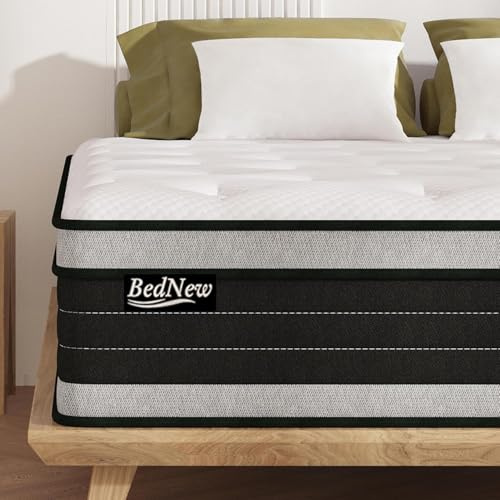Bednew Double Mattresses Hybrid Mattress Medium Firm 135x190x30cm | 12 inch, 2000 Pocket Springs, Gel Memory Foam, 7 Zone Support, Motion Isolation for Comfort Sleep