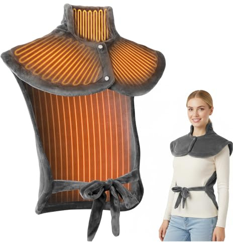 Olycism Heat Pad for Back Pain Relief 60 * 85Cm - 18 Settings - Auto Power-Off - Overheat Protection - Suitable for Men and Women - Heated Neck & Back Warmer for Pain Gray