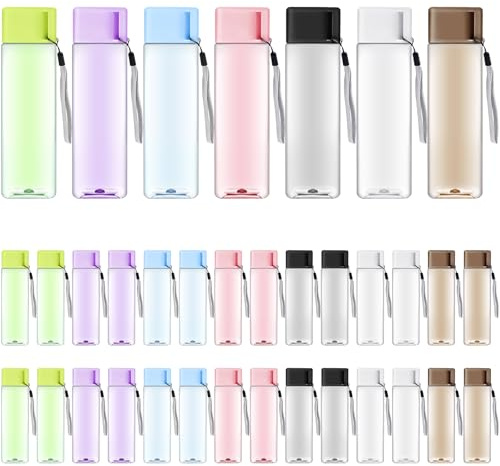 LYCN 35 Pcs Water Bottle Bulk 500ml Reusable Leak Proof Portable Bottles Plastic Sports Drink Bottles Large for Kids Adults for School Classroom Fitness Office Travel Camping