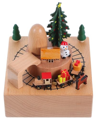 PRETYZOOM Caja de Música Giratoria de Madera Manivela, Diseño Carrusel Vintage, Decoración para Hogar y Cumpleaños, Caja Musical Operada Manualmente para Niñas y Amantes Música