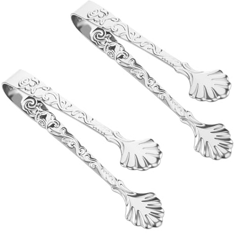 Ymapinc 2 stycken små isbitar, rosenprägling | Rostfritt stål istång 9,3 cm vintage sockertång silver för bufféer, eftermiddagste, tebjudningar, bröllop, familjefester
