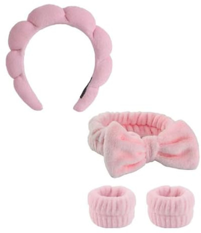 Bandeau maquillage et poignet eponge set pour femme accessoire spa doux | Tissu, Absorbant, Design, Extensible, Maintien, Securise, Entretien, Facile, Utilisation, Polyvalente, Confort, Quotidien