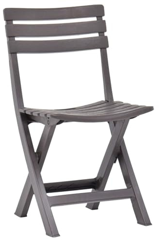 Gecheer Folding Plastic Garden Chairs Set of 2, Mocha Weather-Resistant Bistro Chairs for Patio Balcony, Lightweight and Easy to Clean, 44x41x78 cm 48788