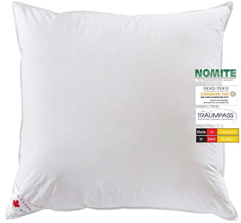 wohnTRAUM 24 Kopfkissen Komfort - Made in Germany - 85% Federn 15% Daunen - 1.000 g -Öko-Tex-100, NOMITE, Traumpass 80x80 cm weiß