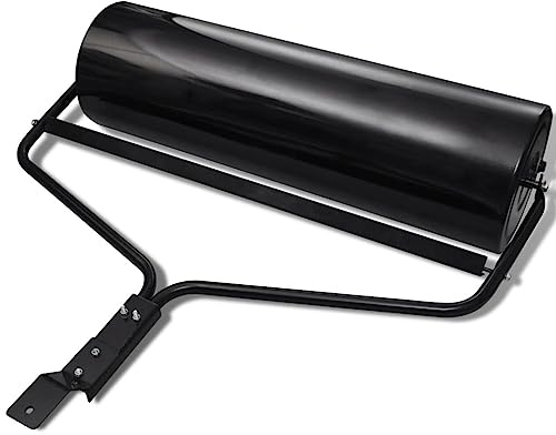 vidaXL Lawn Roller Black Iron Outdoor Land Scape Sod Repair Yard Flat Grass