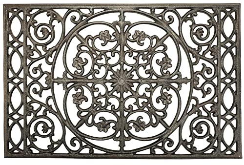 Sungmor - Zerbino rettangolare in robusta ghisa, antiscivolo, per la porta d’ingresso, perfetto come raschietto per scarpe, in stile vintage rustico, elemento decorativo per casa, giardino e patio