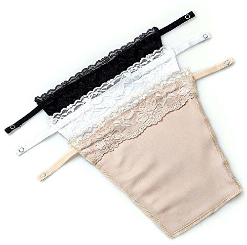 YWTAENOH 3 st dam spets clip-on mock-linne bh inlägg överlägg blygsamma panel väst linnen, Svart vit beige, One Size