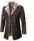 Mantel Herren Schaffell Langarm Strickjacke mit einfarbigen Komfortknöpfen Uni Sweatshirts Lässige Fleece Bluse Winter Herren Biker Lederjacke Pelzmantel (Color : Brown, Size : XL)