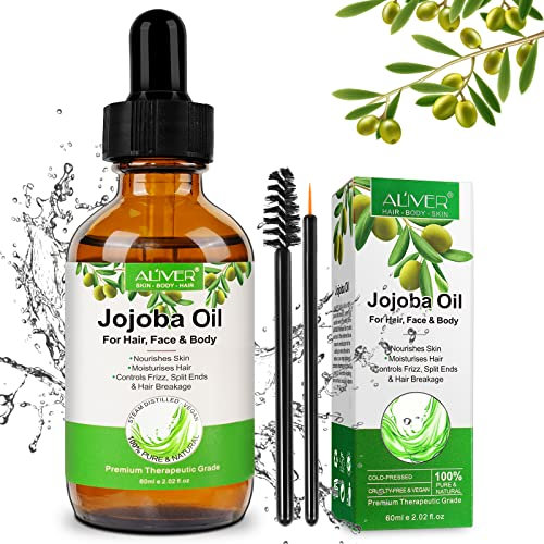 Bio Jojobaöl Öl-100% Reines organisches Jojobaöl für Haarwachstum Hautpflege, Natürliche Feuchtigkeitscreme Organic Jojoba Oil, Für Gesicht, Bart, Nägel, Körpermassage Öl für DIY, 60ml