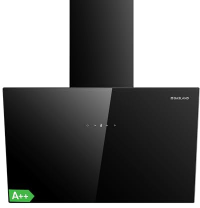 GASLAND AR60BS Campana Extractora Inclinada 60 cm Cristal Negro, 540 m³/h Boost, Motor BLDC Silencioso, Recirculación o Evacuación Exterior, Filtro de Carbón Activo, A++