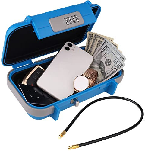 NBYT Tragbarer Safe Box, Zahlenschloss Code, wasserdichter Anti-Diebstahl-Mini-Reisesafe mit abnehmbarer Kette, tragbarer Schlosskasten für Zuhause, Büro, Geldkassette, Schlüsseltresor, Hotel, Autos