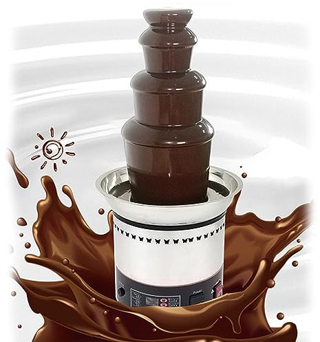 Fontana al cioccolato commerciale, fondata elettrica di fonduta di cioccolato con bacino riscaldato in acciaio inossidabile, fondata con fontana di cioccolato per le attrezzature a buffet ,4Tier