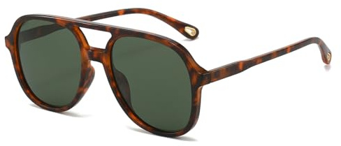 YAMEIZE Occhiali da Sole Retrò Polarizzati anni '70 a - Rettangolo per Donna Uomo Pilota Quadrato Protezione UV400 Occhiali Oversized a Doppio Ponte Guida all'aperto