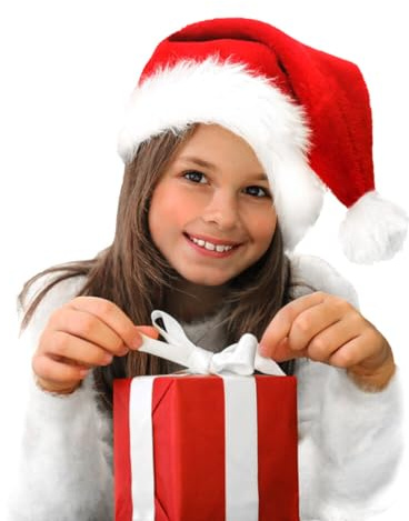 Jonami Santa Hat Christmas Hat for Child (5-9 Years) in Plush, Traditional Red and White Costume Accessory for Christmas Party Celebration. Xmas Accessories