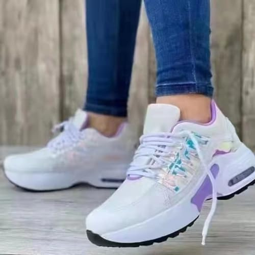 Scarpe Terapeutiche Per Diabetici Da Donna Scarpe Da Corsa Scarpe Alluce Valgo Piedi Gonfi, Scarpe Da Ginnastica Leggere E Traspiranti Antiscivolo Scarpe Ortopediche Per Artrite Edema,Purple-38 EU