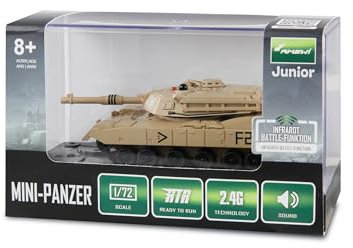 RC Abrams Mini-Panzer ferngesteuert mit IR-Battle-Funktion 1:72 RTR Kinder ab 8 Jahre, Sandbraun