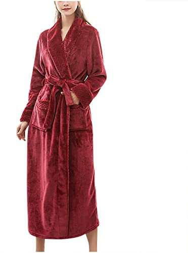 NSICBMNO Robes de chambre longues pour femmes UK Peignoirs moelleux Peignoirs de bain en polaire Pyjamas d'hiver Robes de chambre de luxe en velours pour dames Cardigans épais Robe en peluche avec